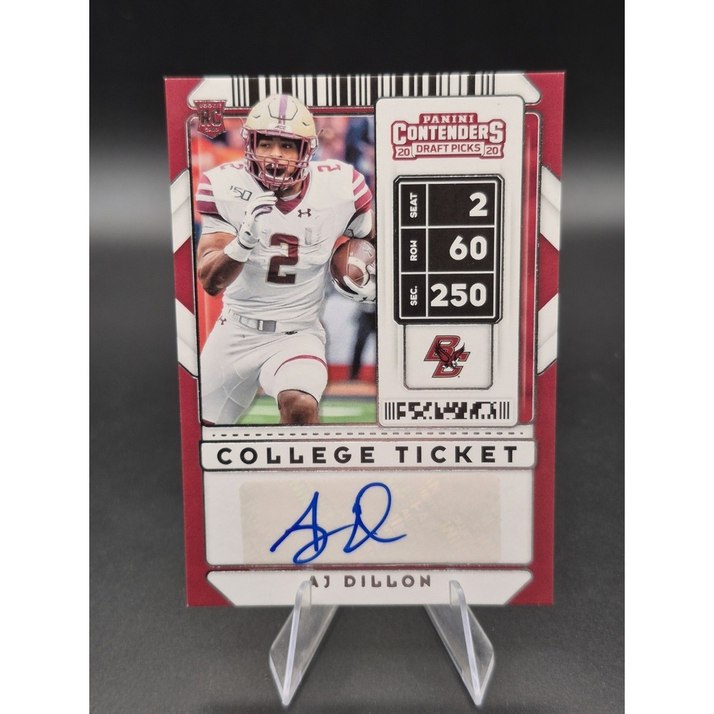 2020 Panini Contenders Draft Picks AJ Dillon #148 College Ticket Autographs (RC)